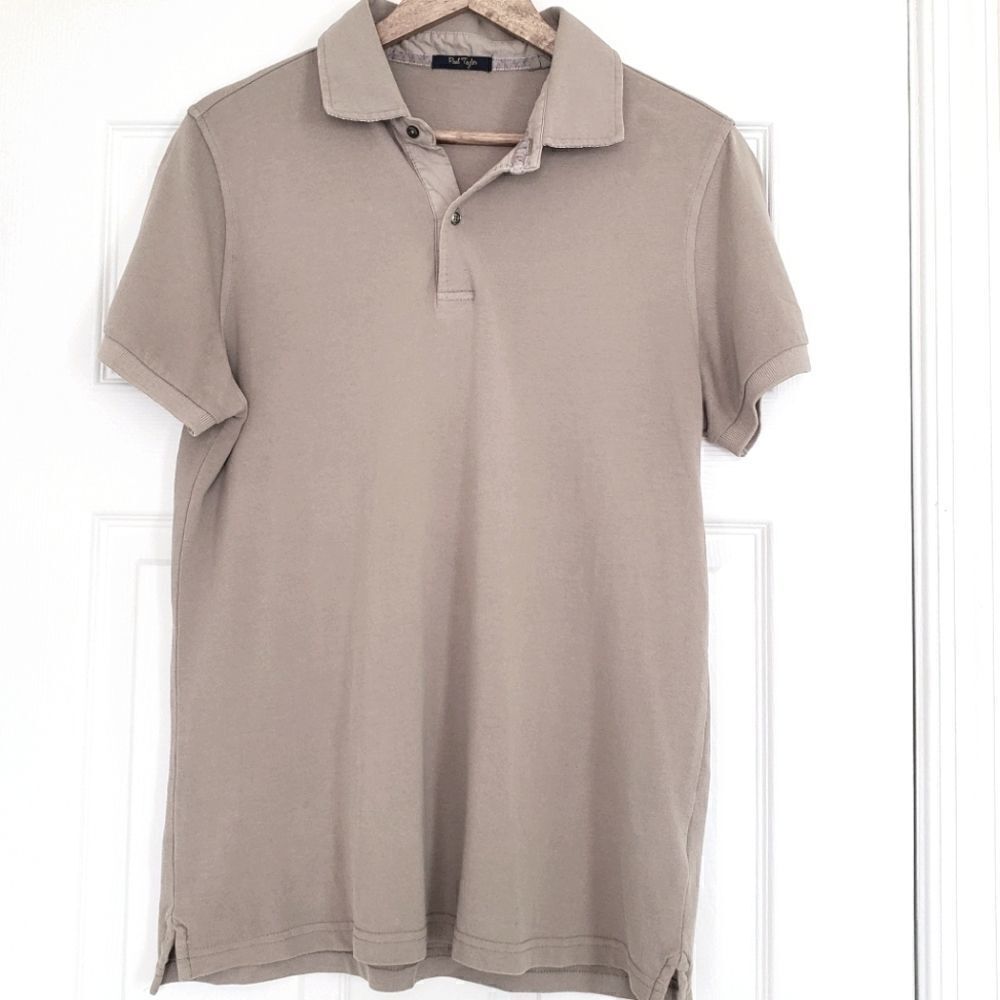 Paul Taylor Mushroom Khaki Tan Short Sleeve Polo Shirt Medium - Picture 2 of 8